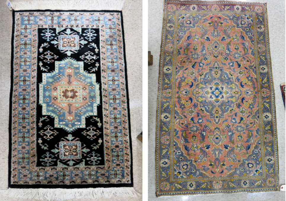 Appraisal: TWO HAND KNOTTED ORIENTAL AREA RUGS ' x ' Persian