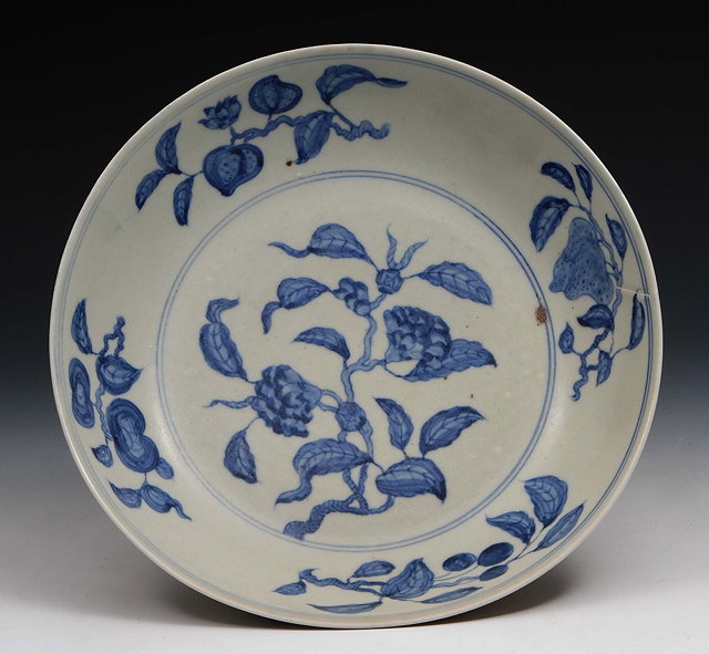 Appraisal: A Chinese blue and white dishKangxi - painted with flowers