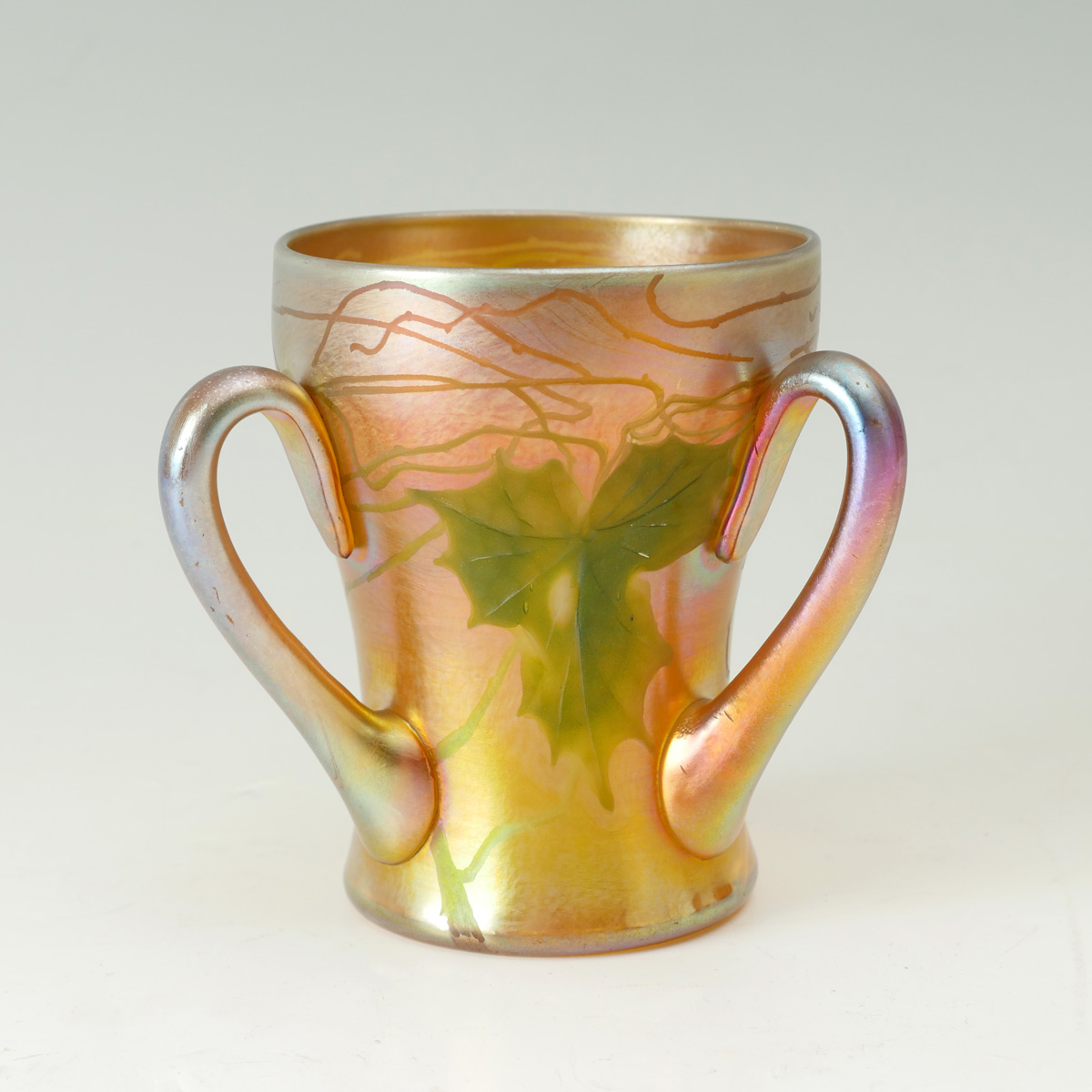 Appraisal: L C TIFFANY FAVRILE LOVING CUP Tiffany handled loving cup