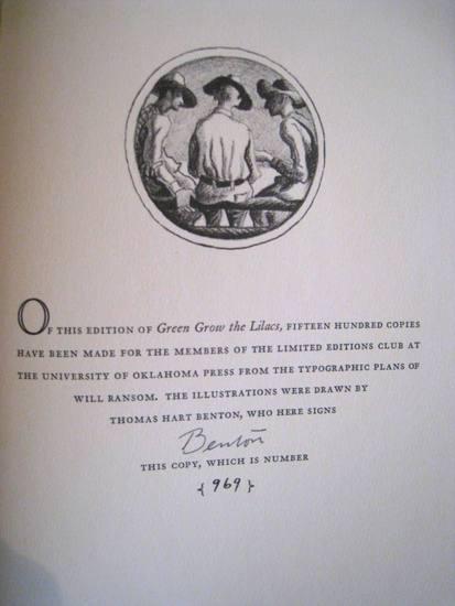 Appraisal: LIMITED EDITIONS CLUB -- Lynn RIGGS and Thomas Hart BENTON