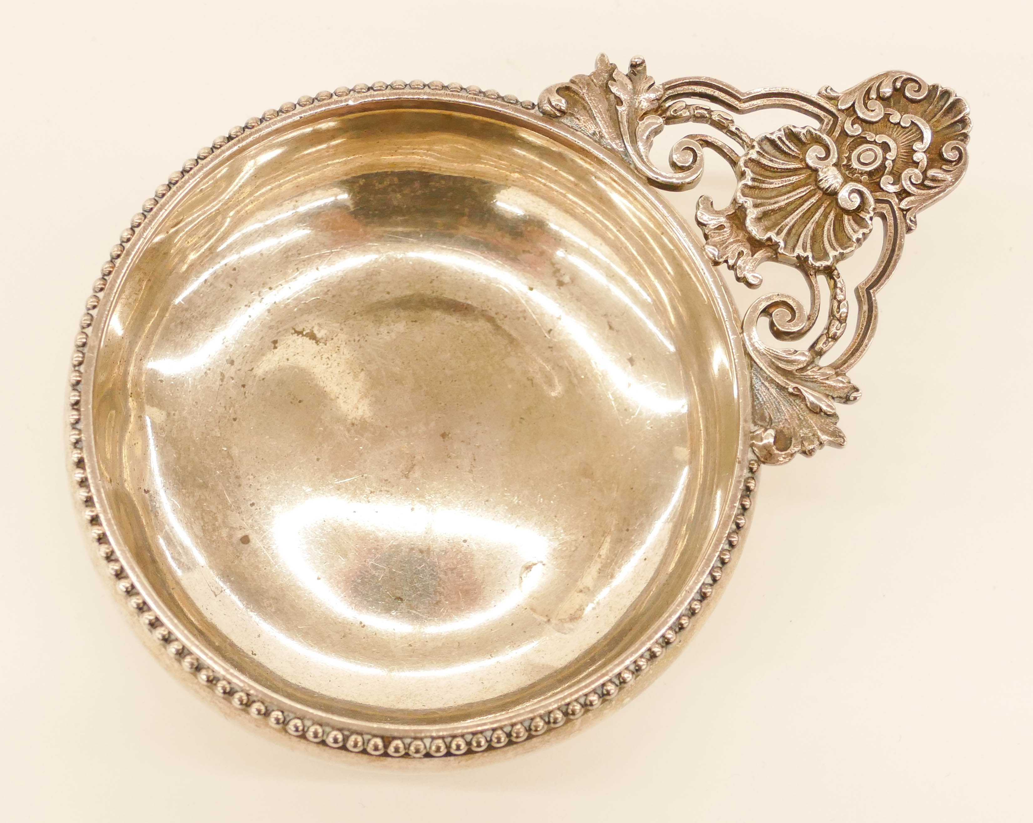 Appraisal: Antique Tiffany Co Sterling Shell Porringer '' Hand worked pierced