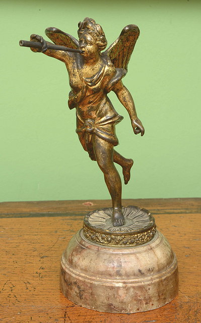 Appraisal: A GILT BRONZE FIGURE of Winged Victory mounted on a