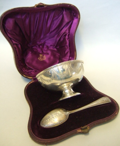 Appraisal: A Victorian silver christening bowl of circular form engraved with