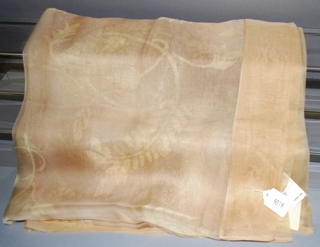 Appraisal: Giorgio Armani tan on tan leaf print silk scarf Includes