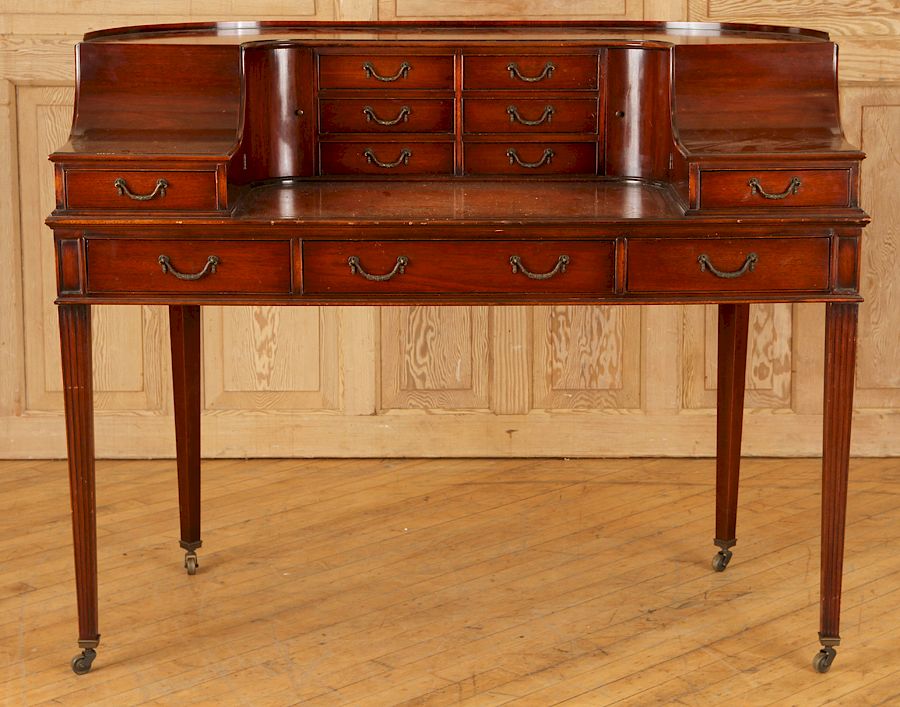 Appraisal: MAHOGANY LEATHER TOP CARLTON HOUSE DESK C An American mahogany