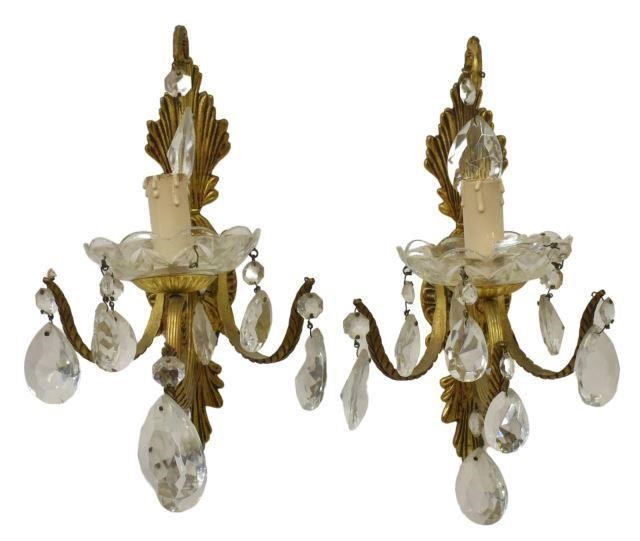 Appraisal: lot of Italian gilt metal wall sconces late th c