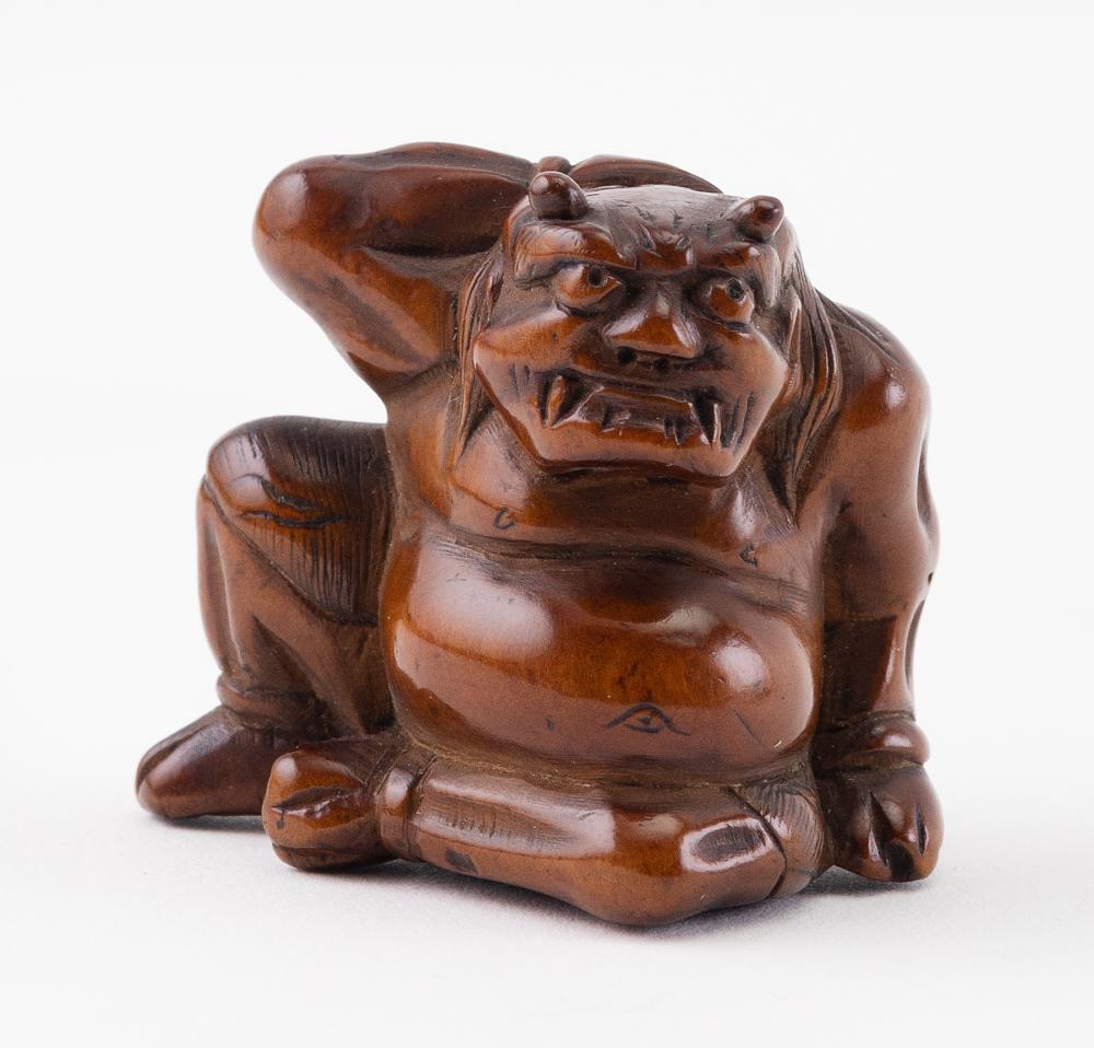 Appraisal: JAPANESE WOOD NETSUKE MEIJI PERIOD HEIGHT JAPANESE WOOD NETSUKE Meiji