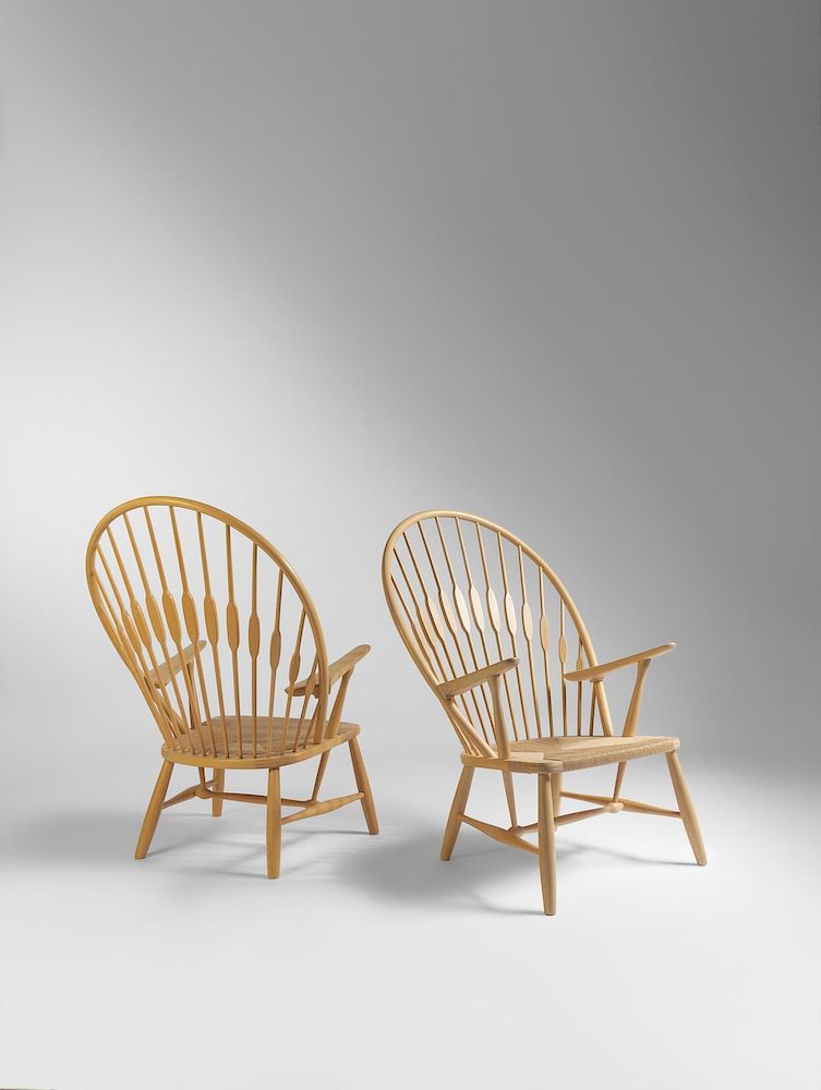 Appraisal: Hans Wegner Danish - Pair of Peacock Lounge Chairs P