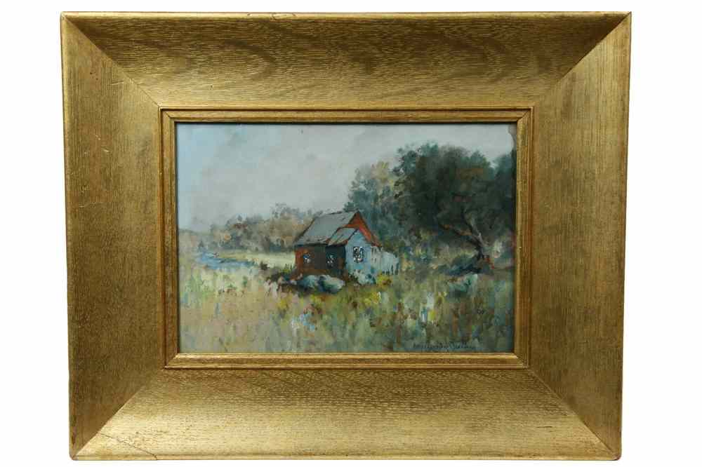 Appraisal: WATERCOLOR GOUACHE - 'West Gloucester Camp' by Henry Plympton Spaulding