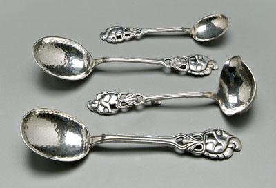 Appraisal: Arts and Crafts silver serving pieces figural squirrels holding acorns