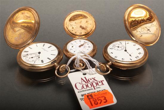 Appraisal: Three Elgin gold-filled hunting-case pocket watches movement marked Elgin Natl