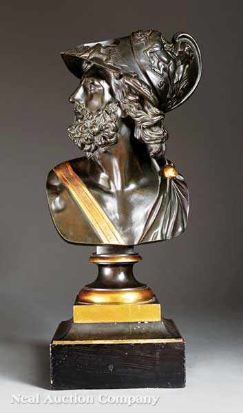 Appraisal: After Stefano Ricci Italian - bichromatic bronze Bust of Menelaus