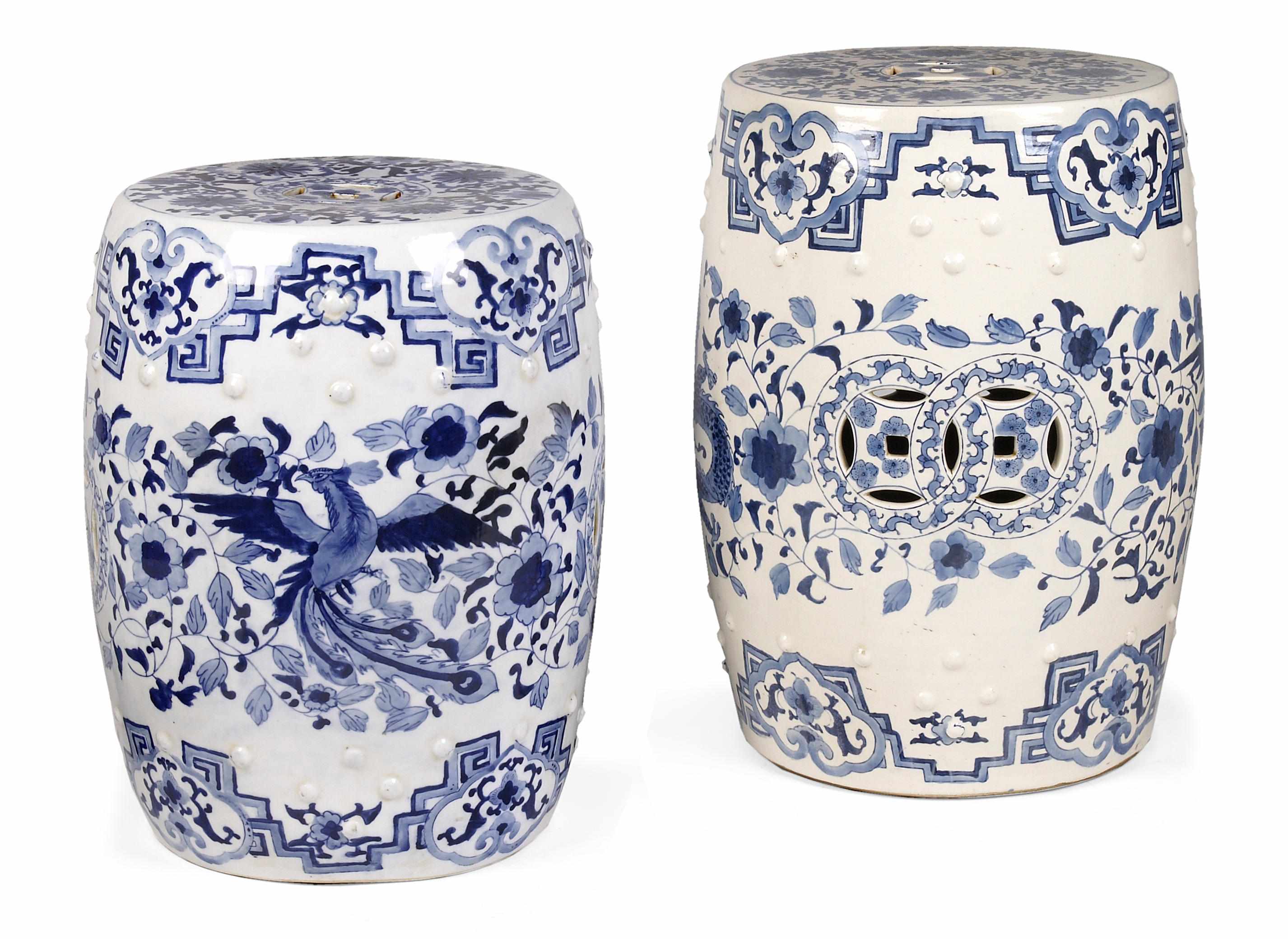 Appraisal: A group of two Chinese blue and white porcelain garden