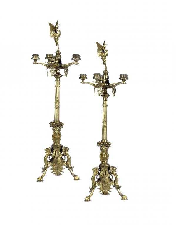 Appraisal: A PAIR OF NAPOLEON III GILT BRONZE CANDELABRA of five