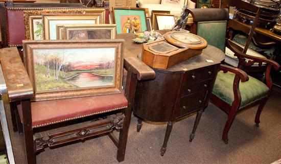 Appraisal: Pair of Henry II style mahogany upholstered chairs Martha Washington