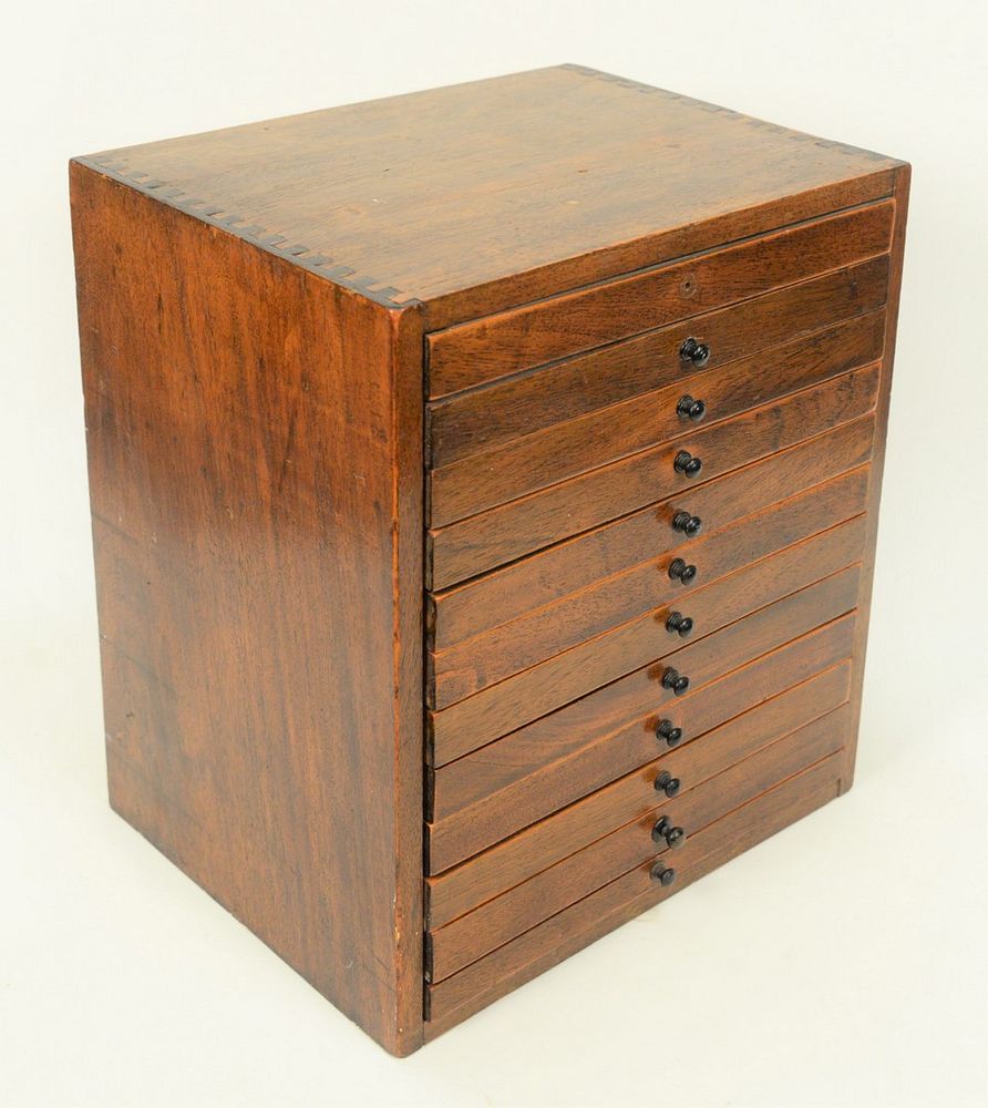 Appraisal: Medical Box mahogany having twelve flat drawers and locking door