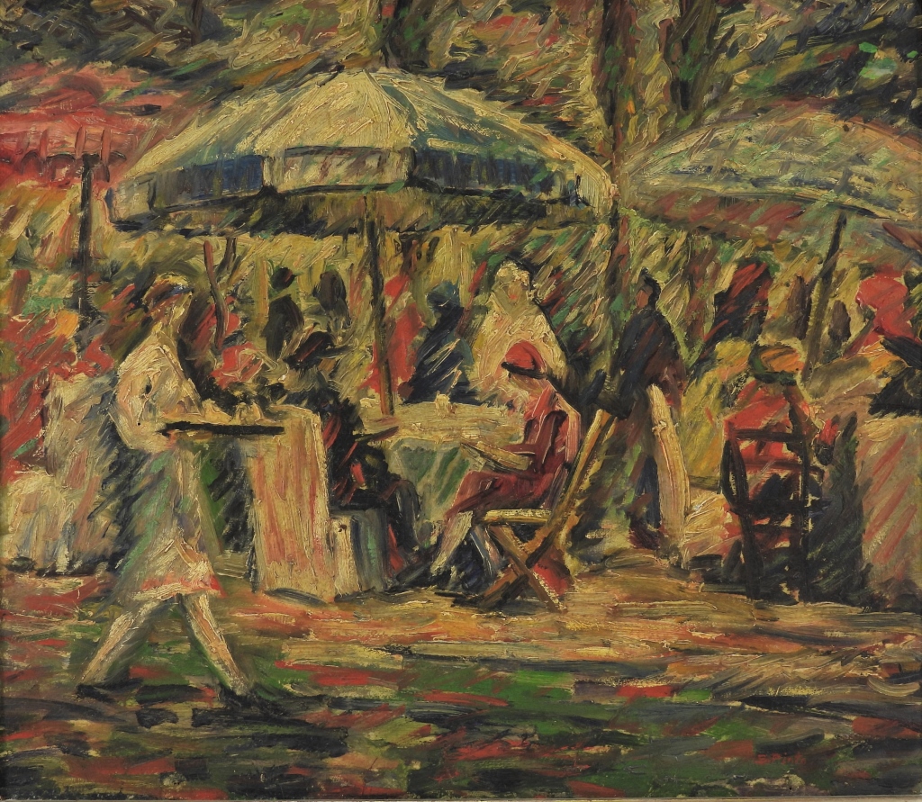 Appraisal: SYLVIO PINTO POST IMPRESSIONIST CAFE PAINTING Brazil - Depicts an