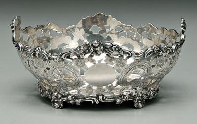 Appraisal: English silver center bowl openwork sides floral and scroll border