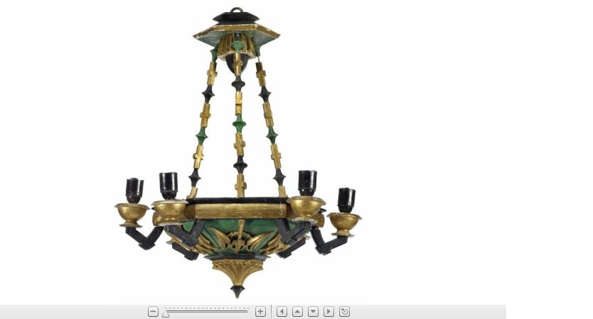 Appraisal: Wiener Werkstatte carved black green painted and giltwood light fittinglabel