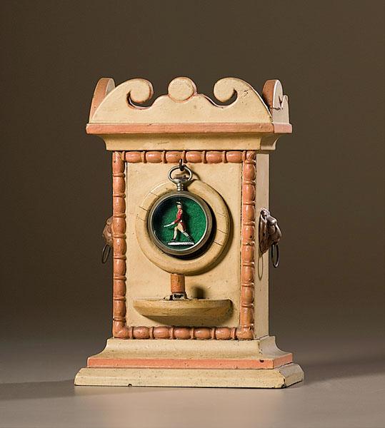 Appraisal: FOLKY WATCH HUTCH WITH PAINT American ca A painted wood