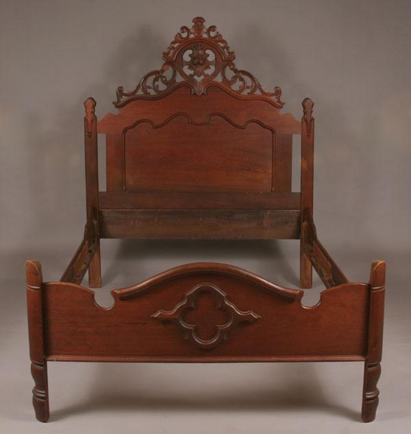 Appraisal: Victorian East Lake style bed walnut openwork scroll top H