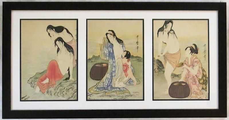 Appraisal: AFTER KITAGAWA UTAMARO THREE WOODCUTS Japan circa - Geishas Oban