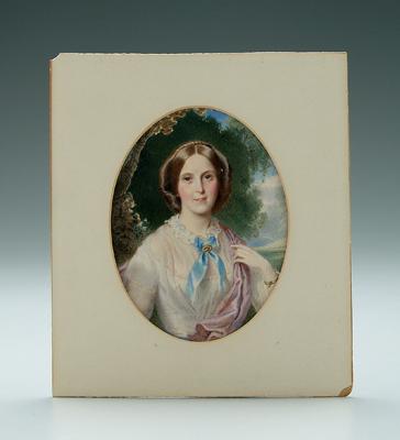 Appraisal: th century miniature Annie Dixon young woman wearing white dress