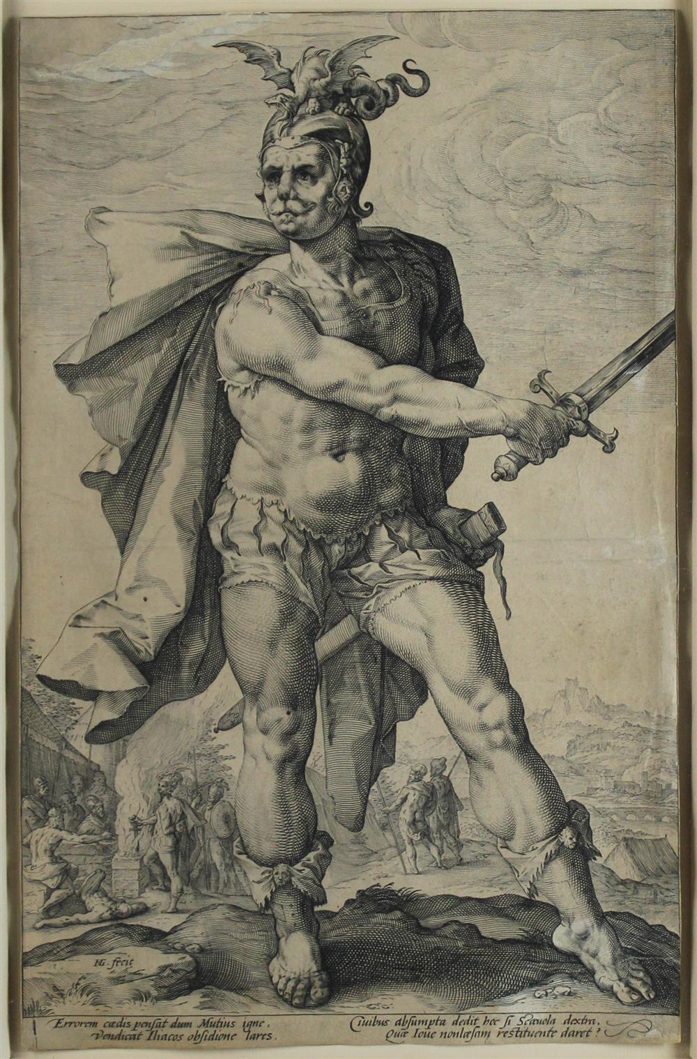 Appraisal: HENDRICK GOLTZIUS DUTCH - MARCUS SCAEVOLA Copper engraving x in