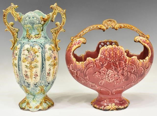 Appraisal: lot of French majolica late th early th c including