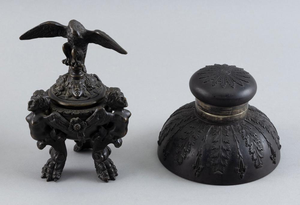 Appraisal: TWO INKWELLS LATE TH EARLY TH CENTURY TOTAL HEIGHT OF