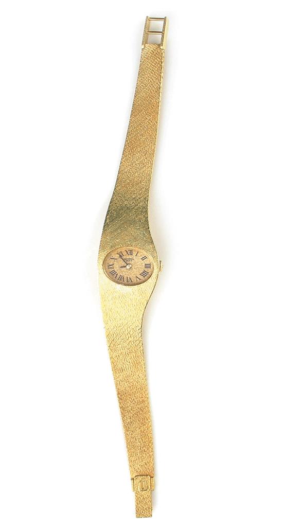 Appraisal: Swiss gold wristwatch Italian K gold integrated bracelet band with