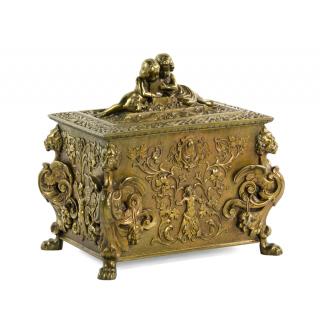 Appraisal: A CONTINENTAL GILT BRONZE TABLE CASKET A CONTINENTAL GILT BRONZE