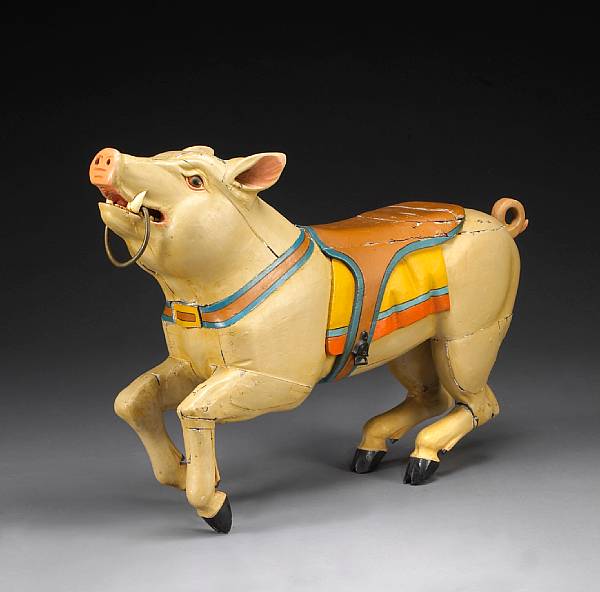 Appraisal: A carved and painted carousel pig attributed to Hershell-Spillman North