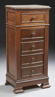 Appraisal: French Louis Philippe Style Carved Walnut Marble T French Louis