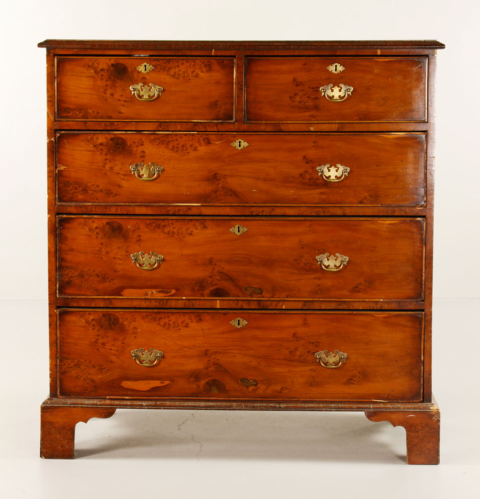 Appraisal: - English Oysterwood Chest English chest oysterwood with four drawers