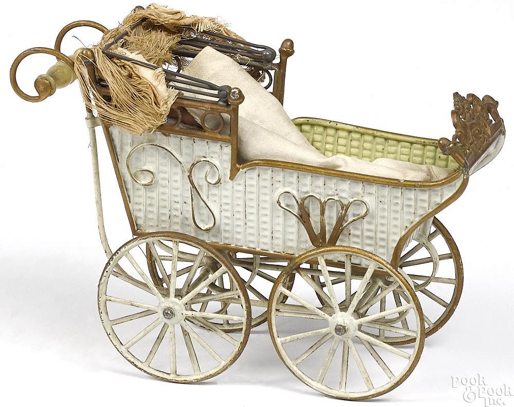 Appraisal: Marklin embossed and painted pram doll carriage Marklin embossed and