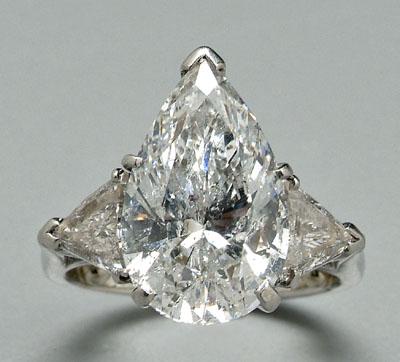 Appraisal: ct diamond and platinum ring one pear-shaped brilliant-cut diamond estimated