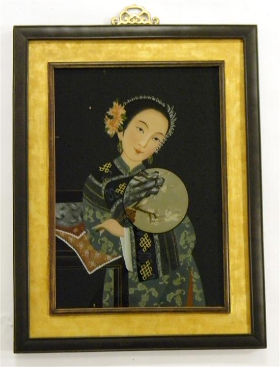 Appraisal: Chinese th C an eglomise painting of a Chinese lady