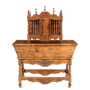 Appraisal: A French Provincial Walnut Panettiere and Dough Box on Stand