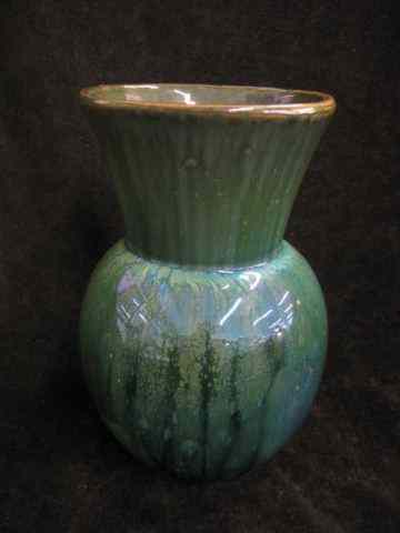 Appraisal: French Art Pottery Vase iridescent green slip glaze signed ''