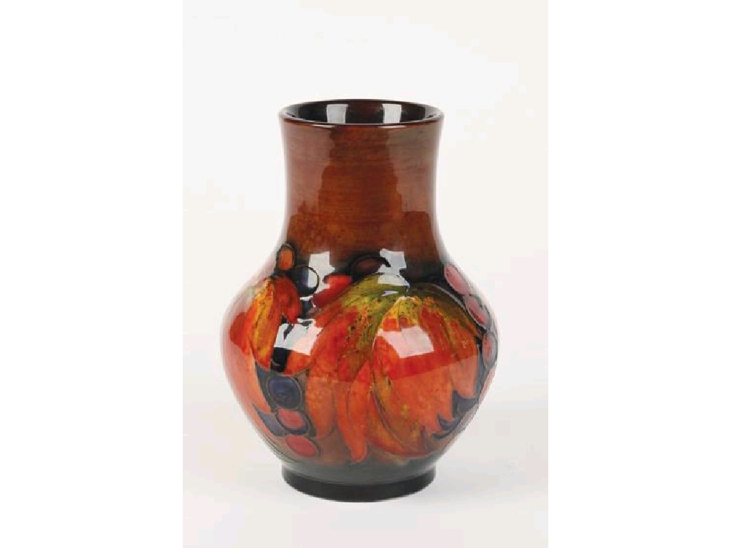 Appraisal: A BULBOUS VASE with straight sided neck decorated in the