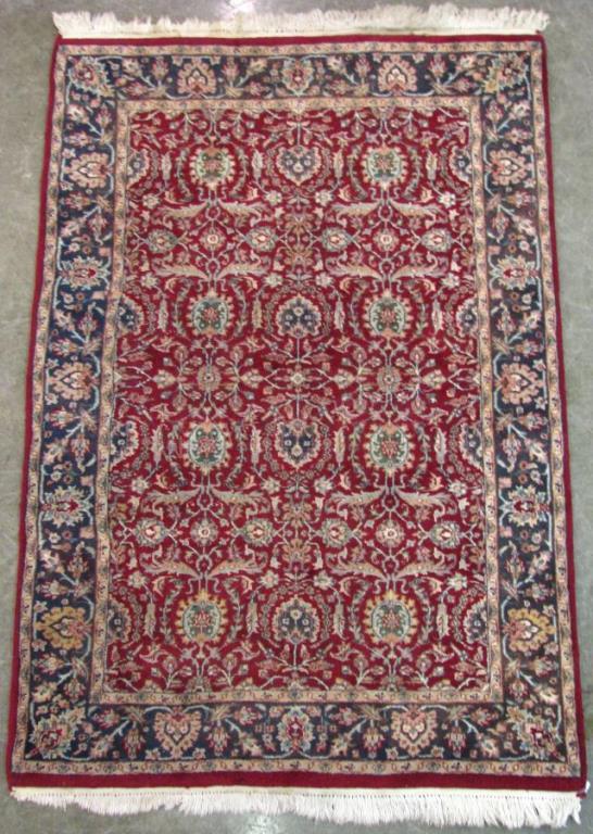 Appraisal: Handmade Oriental Area Rug traditional Persian design red field with