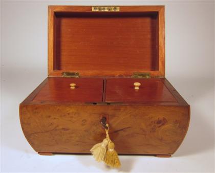 Appraisal: Edwardian walnut and satinwood inlaid tea caddy early th century