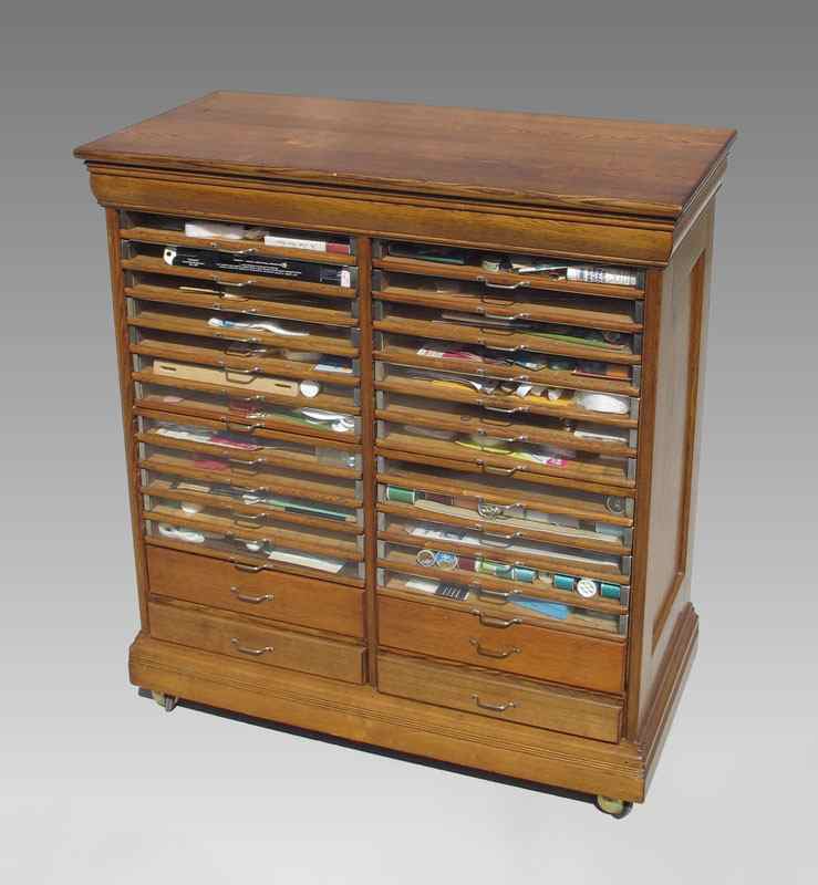 Appraisal: GOLDEN OAK WINSTED SILK CO SPOOL CABINET drawers with having