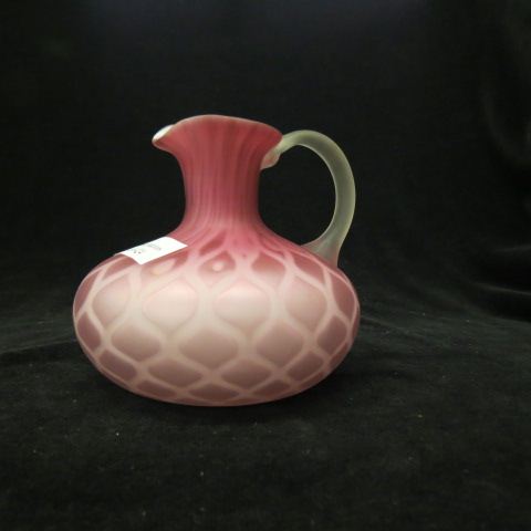 Appraisal: Cranberry Diamond Quilted Satin Glass Cruet circa