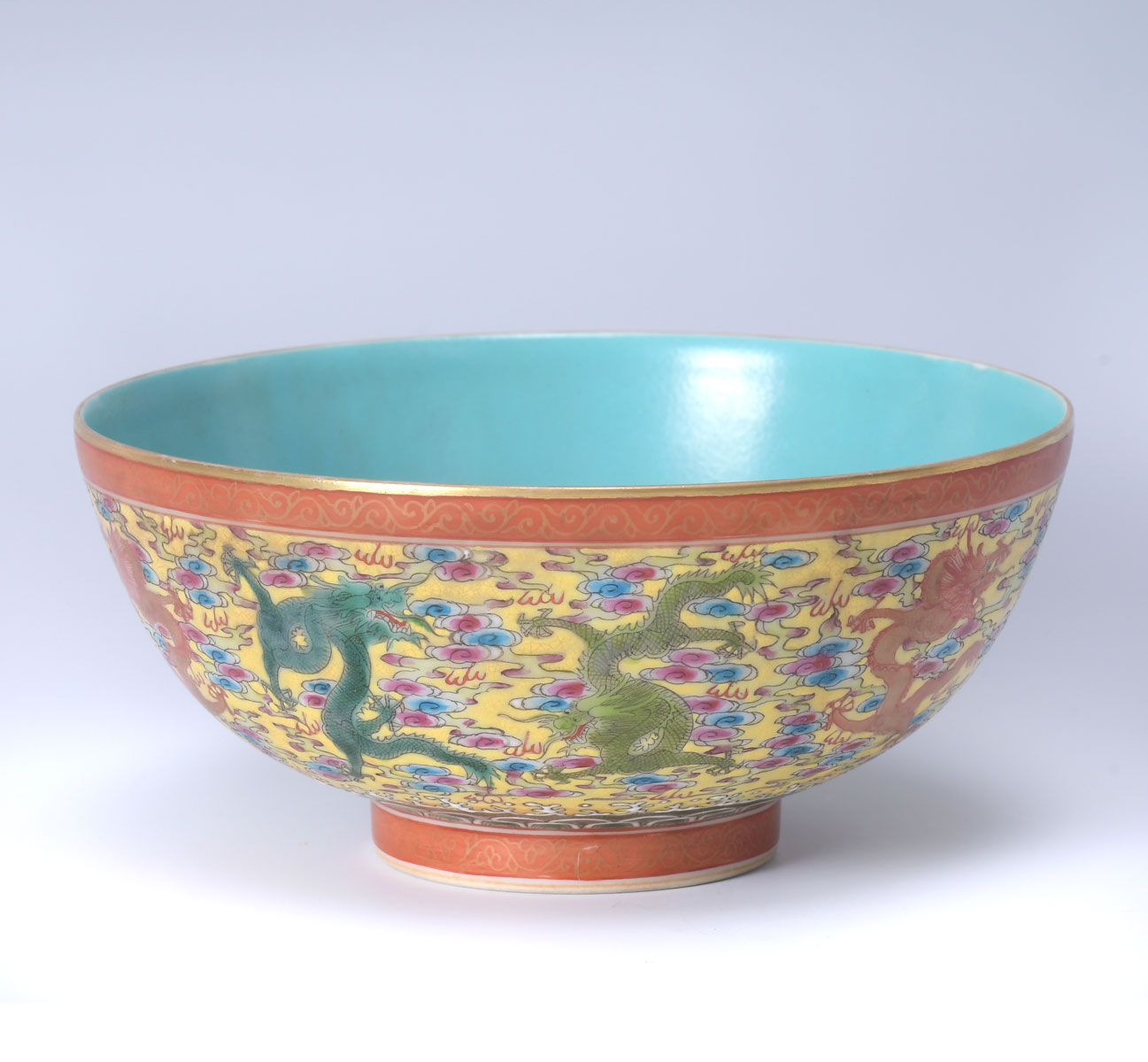 Appraisal: CHINESE FAMILLE ROSE IMPERIAL DRAGON BOWL Finely enameled Chinese bowl