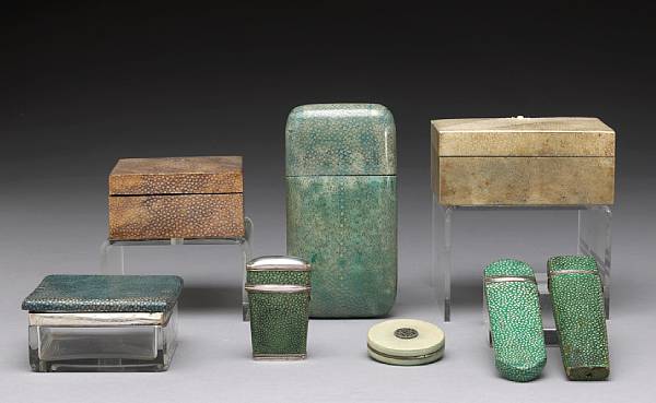 Appraisal: Eight shagreen covered cases th and th century Comprising two