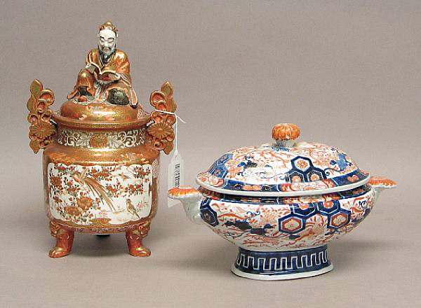 Appraisal: Two enameled ceramic containers Meiji Period The first an export