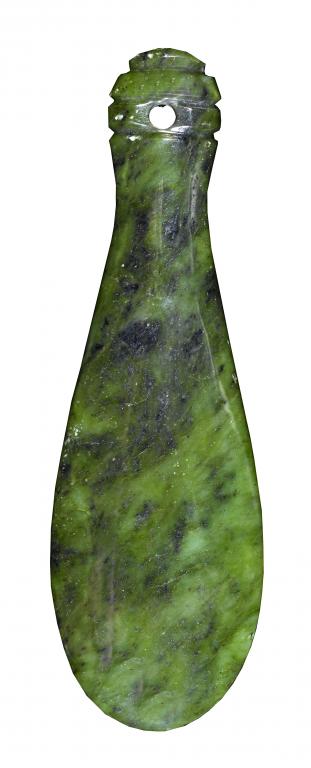 Appraisal: A MAORI NEPHRITE CLUB of spatulate form the handle with