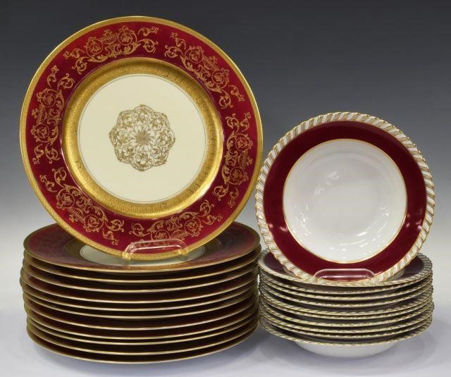 Appraisal: lot of Parcel gilt porcelain dinner plates and bowls an